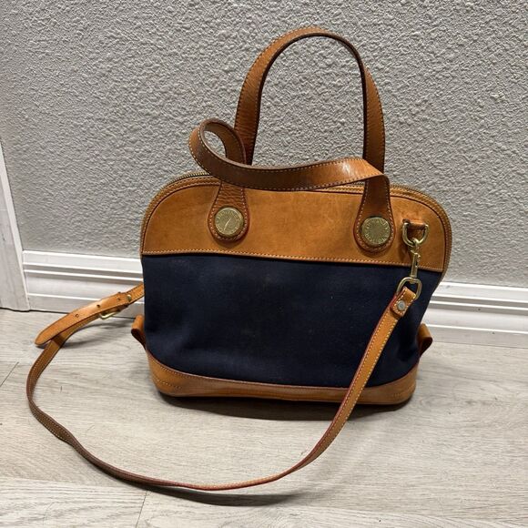 Dooney & Bourke vintage navy fabric and natural leather bag - USA - Pre-Loved - Picture 4 of 8